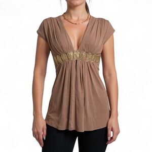 Sky Brand Top XS tan Y2K